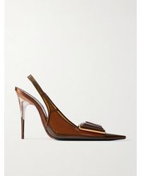 Saint Laurent - Sibyl 110 Embellished Patent-Leather Trimmed Rubber Slingback Pumps - Lyst
