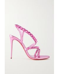 Christian Louboutin Spikita Strap 100 Leather Sandals in Pink | Lyst