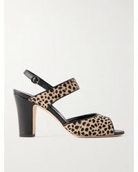 Manolo Blahnik - Khikobi 90 Leopard-Print Calf-Hair Slingback Sandals - Lyst