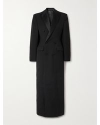 Wardrobe NYC - Double-Breasted Silk-Satin Trimmed Wool Coat - Lyst