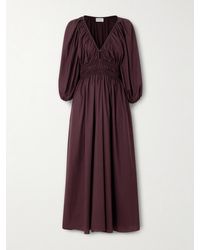 Matteau - Shirred Organic Cotton-Poplin Maxi Dress - Lyst