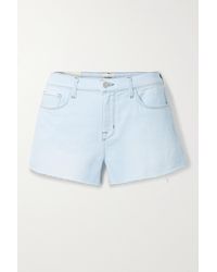 L'Agence Audrey Frayed Denim Shorts - Blue