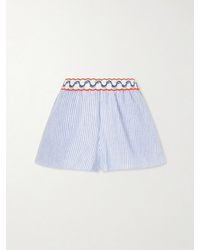 FARM Rio - Embroidered Striped Linen Shorts - Lyst