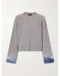 Haikure - Karine Denim-Trimmed Cable-Knit Cotton Sweater - Lyst