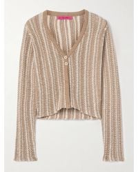 The Elder Statesman - Nora Lite Cardigan Aus Gehäkelter Baumwolle Mit Streifen - Lyst