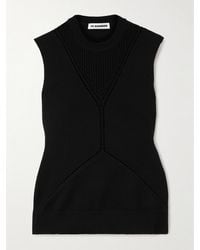 Jil Sander - Pointelle-Knit Wool And Cotton-Blend Top - Lyst