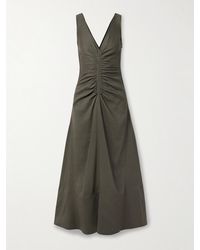 Proenza Schouler - Remi Ruched Organic Linen-Blend Twill Maxi Dress - Lyst