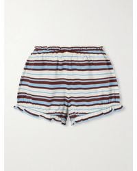 Posse - Nadine Striped Ruffled Cotton-Jersey Shorts - Lyst