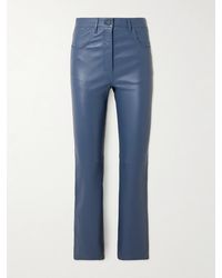 JOSEPH - Duke Cropped Leather Straight-Leg Pants - Lyst