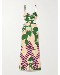 Johanna Ortiz - Between Daydreams Maxikleid Aus Leinen Mit Print Und Cut-Out - Lyst
