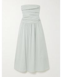 St. Agni - Strapless Tie-Back Crinkled Cotton-Blend Maxi Dress - Lyst