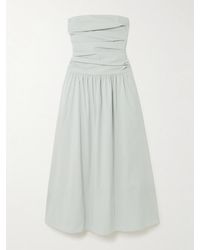 St. Agni - Strapless Tie-Back Crinkled Cotton-Blend Maxi Dress - Lyst