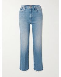 Mother - The Kick It Ankle Fray Distressed High-Rise Straight-Leg Jeans - Lyst