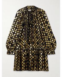 Ulla Johnson - Loretta Tie-Detailed Metallic Fil Coupé Silk-Blend Crepe De Chine Mini Dress - Lyst