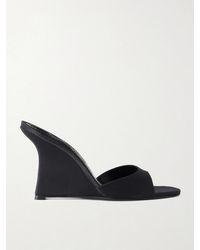 STAUD - Brigitte Satin Wedge Mules - Lyst