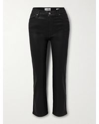 FRAME - Le Sleek Coated High-Rise Straight-Leg Jeans - Lyst