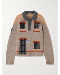 JW Anderson - Pullover Aus Wolle Mit Polokragen Und Intarsienmotiven - Lyst