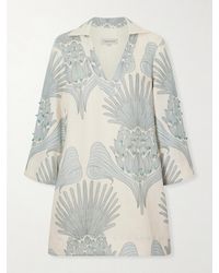 ANDRES OTALORA - Aziza Mia Embellished Printed Linen Mini Dress - Lyst