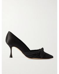 Manolo Blahnik - Terka 70 Bow-Embellished Poplin-Trimmed Satin Pumps - Lyst
