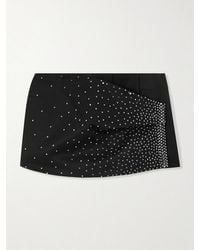 The Attico - Wrap-Effect Crystal-Embellished Wool Shorts - Lyst