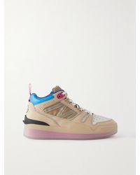 Moncler - Pivot Mid Leather And Ripstop-Trimmed Suede Sneakers - Lyst