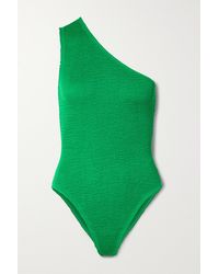 Bottega Veneta Asymmetrischer Badeanzug Aus Seersucker - Grün