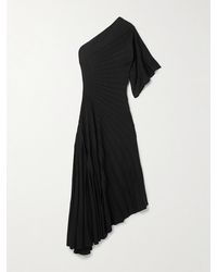 Alaïa - One-Shoulder Ribbed Wool Midi Dress - Lyst