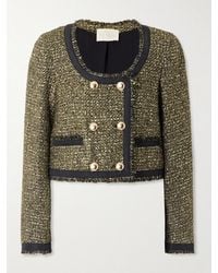 Ulla Johnson - Anisa Double-Breasted Grosgrain-Trimmed Metallic Tweed Jacket - Lyst