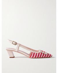 Roger Vivier - Belle Vivier 45 Patent-Leather Trimmed Striped Canvas Slingback Pumps - Lyst