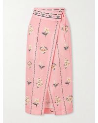 Agua Bendita - Tierra Promessa Floral-Print Linen Pareo - Lyst