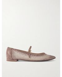 Gianvito Rossi - Rania Crystal-Embellished Suede-Trimmed Organza Ballet Flats - Lyst