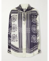 ALÉMAIS - Banderra Scarf-Detailed Printed Silk-Satin Shirt - Lyst
