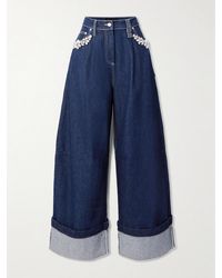 Simone Rocha - Crystal-Embellished Mid-Rise Wide-Leg Jeans - Lyst