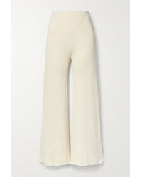 Anna Quan Jordan Ribbed Cotton Wide-leg Trousers - White