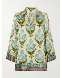 Emporio Sirenuse - Jila Three Floral-Print Silk-Satin Shirt - Lyst