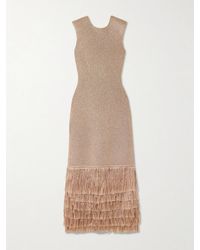 Aje. - Breeze Fringed Metallic Knitted Midi Dress - Lyst