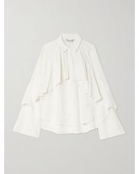 Veronica Beard - Demaris Ruffled Stretch-Silk Blouse - Lyst