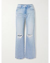 Mother - Maven Sneak Distressed High-Rise Straight-Leg Jeans - Lyst