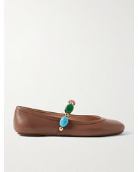Gianvito Rossi - Shanti Embellished Leather Mary Jane Ballet Flats - Lyst