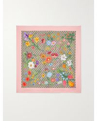 Gucci - Printed Flora Silk Twill Carré - Lyst