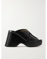 Alexander Wang - Float Embellished Cracked-Leather Platform Sandals - Lyst