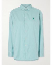 Polo Ralph Lauren - Embroidered Striped Cotton-Poplin Shirt - Lyst