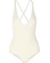 Marysia Swim Torrey Badeanzug Aus Stretch-crêpe Mit Details Im Knötchenstich - Weiß