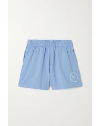 Sporty & Rich Srhwc Printed Cotton-jersey Shorts - Blue