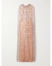 Jenny Packham - Cape-Effect Embellished Tulle Gown - Lyst