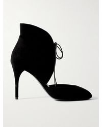 Alaïa - Cutout Suede Ankle Boots - Lyst