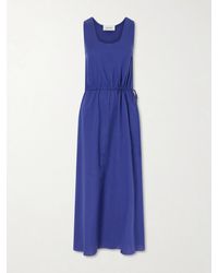 Matteau - Tie-Detailed Gathered Cotton Midi Dress - Lyst
