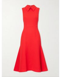 Emilia Wickstead - Leontine Wool-Crepe Midi Dress - Lyst