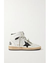 Golden Goose Sky Star Distressed Printed Leather High-top Trainers - White