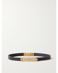 Saint Laurent - Lederarmband Mit Goldfarbenen Details - Lyst